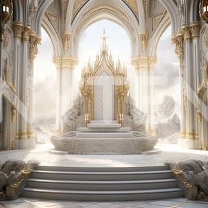 White Throne Room Digital Backdrop, Overlays, Photo Background For Photography, Wedding & Maternity Backdrops