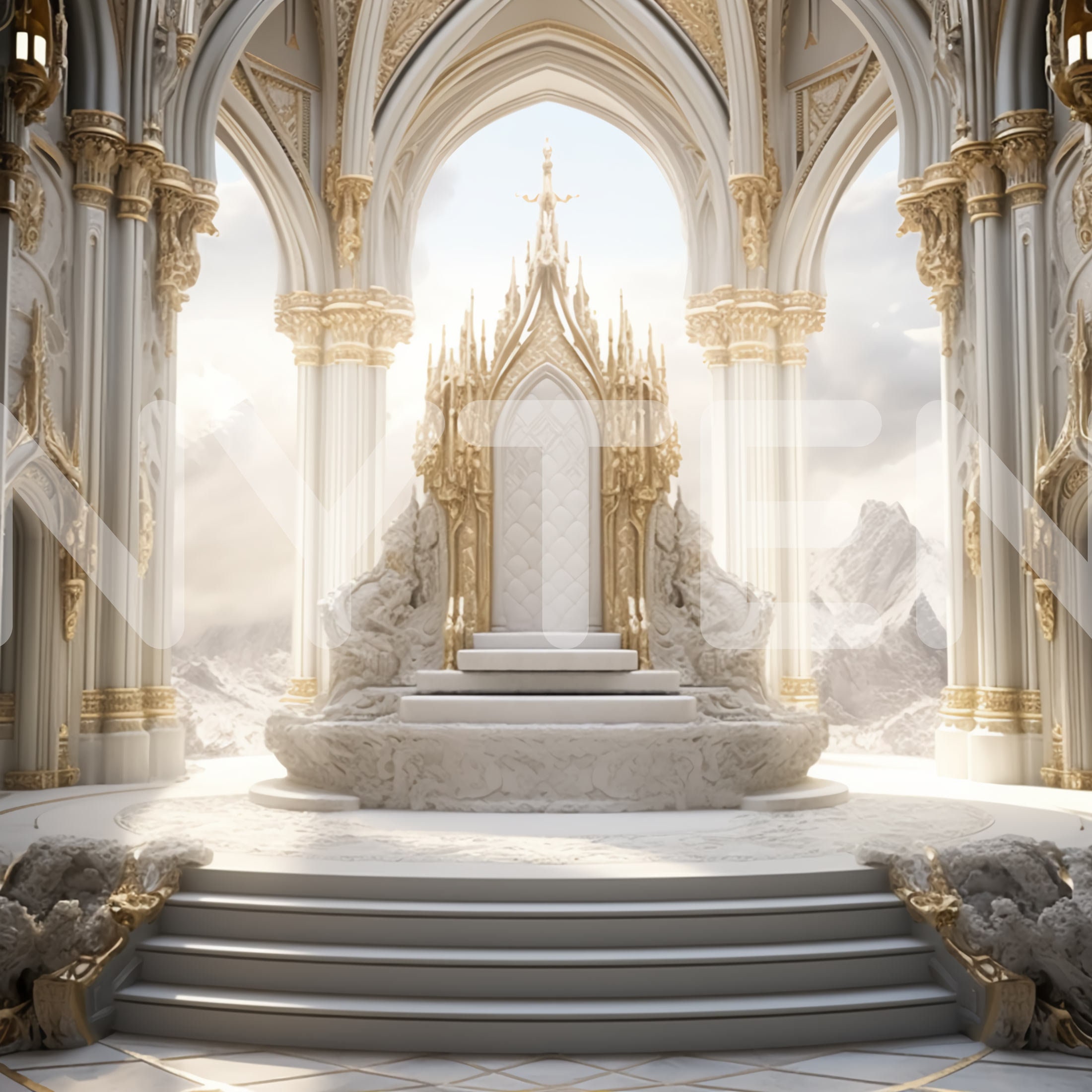 White Throne Room Digital Backdrop, Overlays, Photo Background For Photography, Wedding & Maternity Backdrops