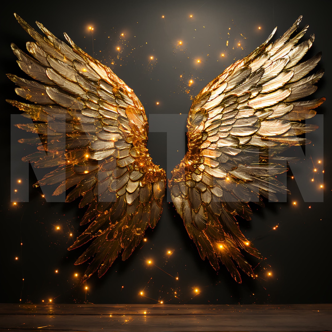 Gold Angel Wings Digital Backdrop, Photo Background for Photography ...