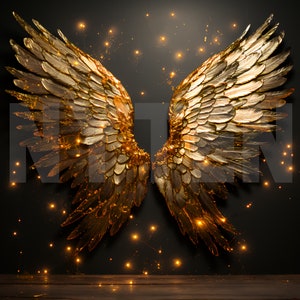 Gold Angel Wings Digital Backdrop, Photo Background for Photography, Wedding & Maternity Backdrops