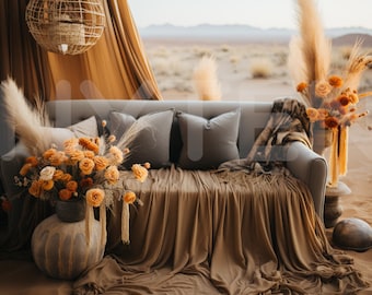 Desert Boho Digital Backdrop I , Photoshop Overlays, Photo Background for Photography, Backdrop Template