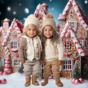 Holiday Gingerbread Houses Backdrop for Photo,  Photo Background For Photography,  Toddler Backdrop