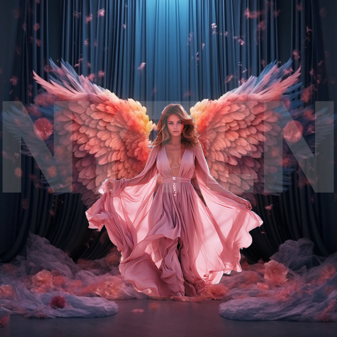 Ombre Angel Wings Photo Shoot Backdrop, Overlays, Studio Backdrop for ...