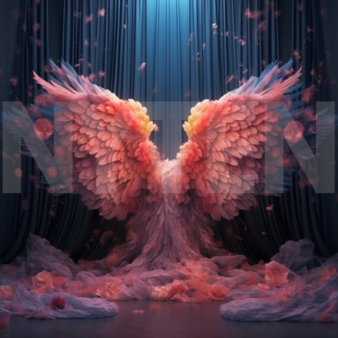 Ombre Angel Wings Photo Shoot Backdrop, Overlays, Studio Backdrop for ...