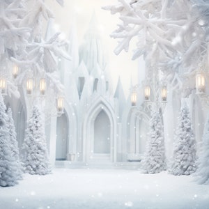 Winter Christmas Tree Digital Backdrop: Fantasy Ice Castle (digital ...