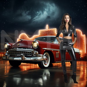 Classic Car Digital Backdrop, Unique Photo Background for Photography, Backdrop Template