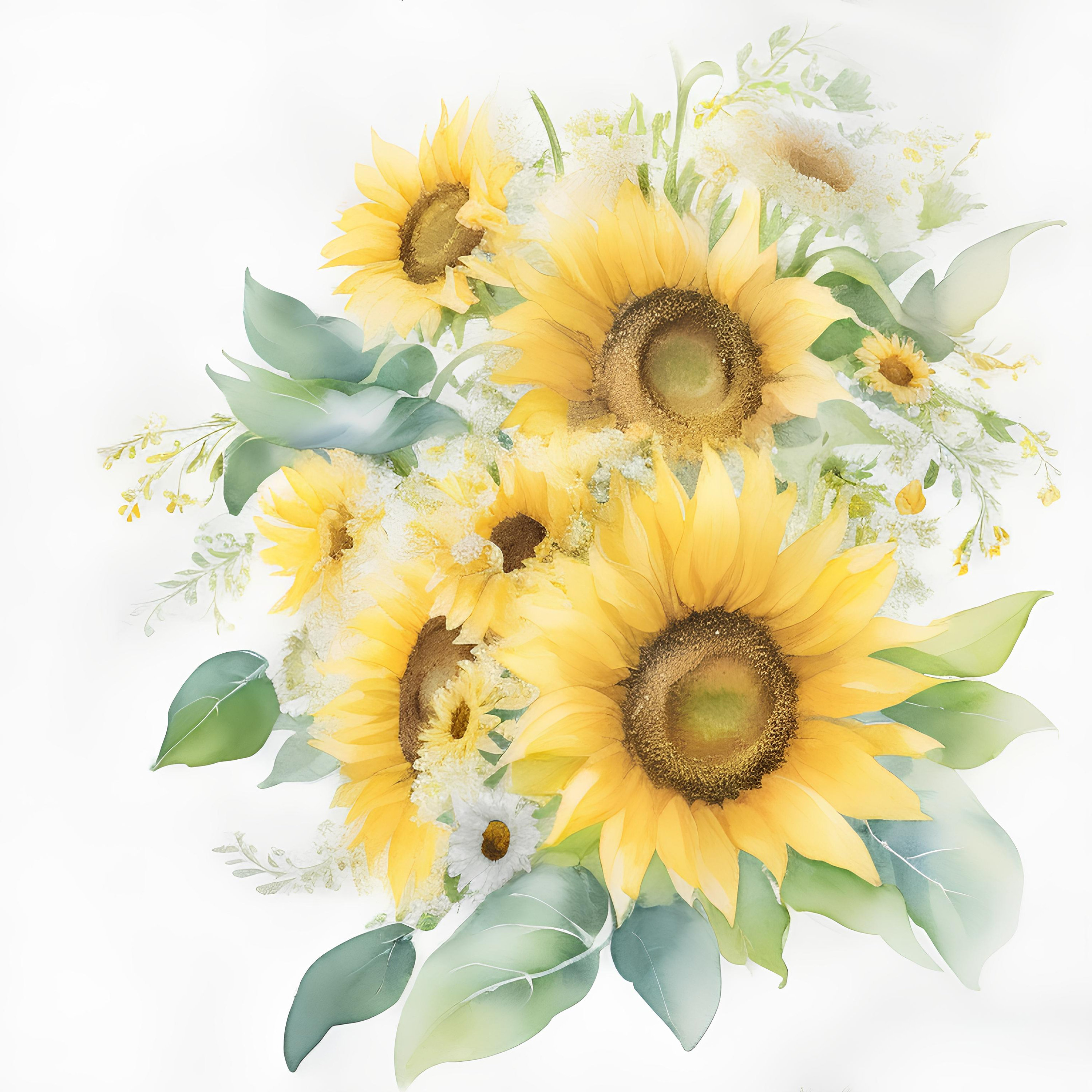 Watercolor Sunflower Bouquet Clip Art | Floral Illustration (digital ...