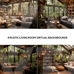 Zoom Rustic Living Room Virtual Background | 4 Zoom Backgrounds | MS Teams | Facebook | Google Meet | Virtual Background bundle