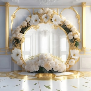 Elegant Opulent Floral Ring Backdrop, Floral Hoop Digital Backdrop, Overlays, Studio Backdrops, Wedding & Maternity Backdrops