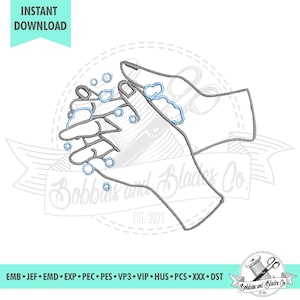 Washing Hands; Machine Embroidery File, Pattern, Design, Scheme; Instant Download, 2 Sizes