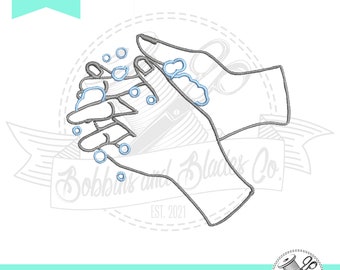 Washing Hands; Machine Embroidery File, Pattern, Design, Scheme; Instant Download, 2 Sizes