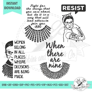 Ruth Bader Ginsburg Quotes x4; Machine Embroidery File, Pattern, Design, Scheme; Instant Download 3 Sizes each