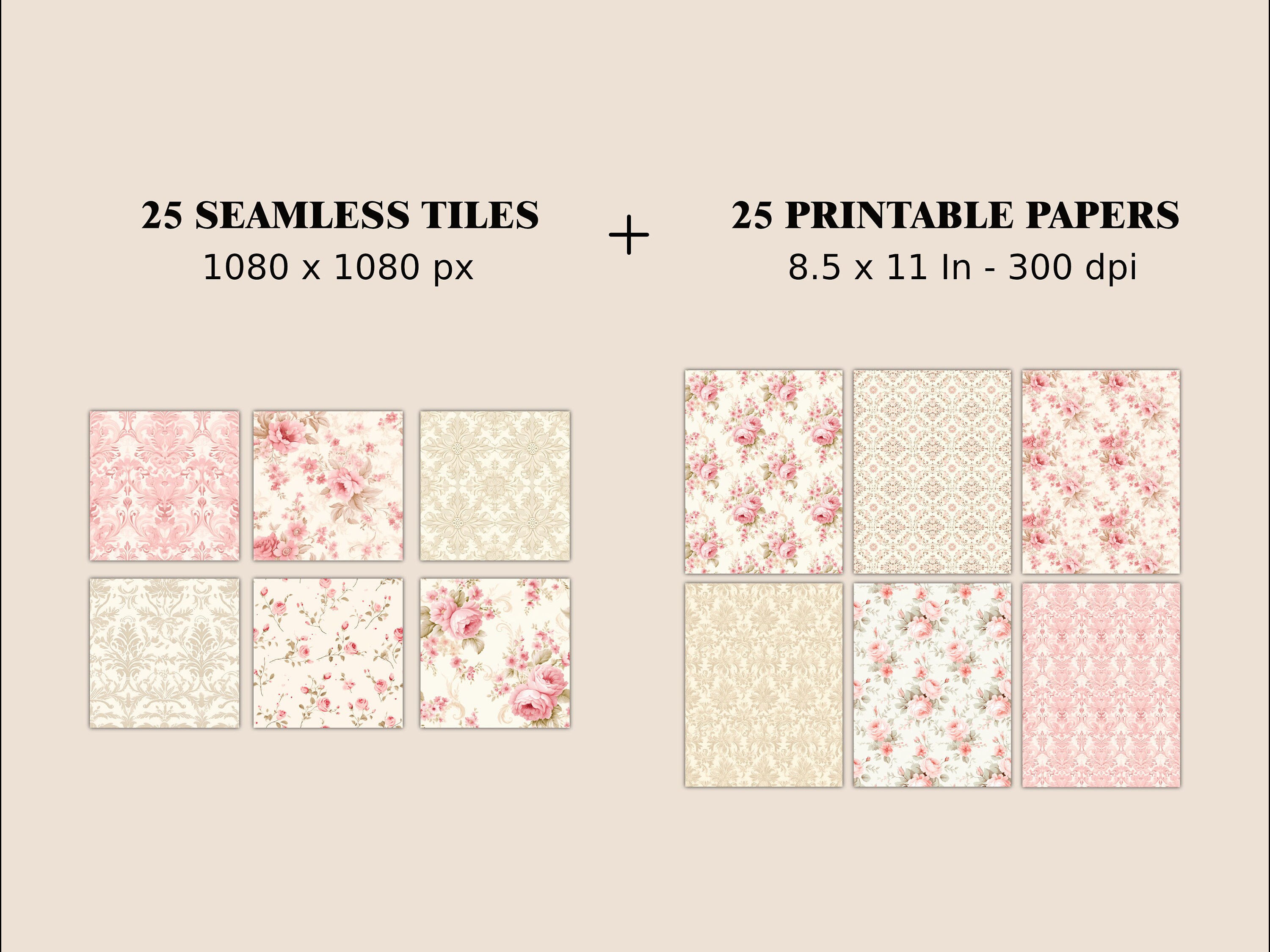 Seamless Floral Pattern Rose Scrapbook Paper Cute Shabby Chic Junk ...