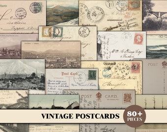 Postcard Ephemera For Junk Journals, Postcards Junk Journal Ephemera Bundle, Vintage Ephemera Pack, Old Paper Printable Kit, Collage Sheet