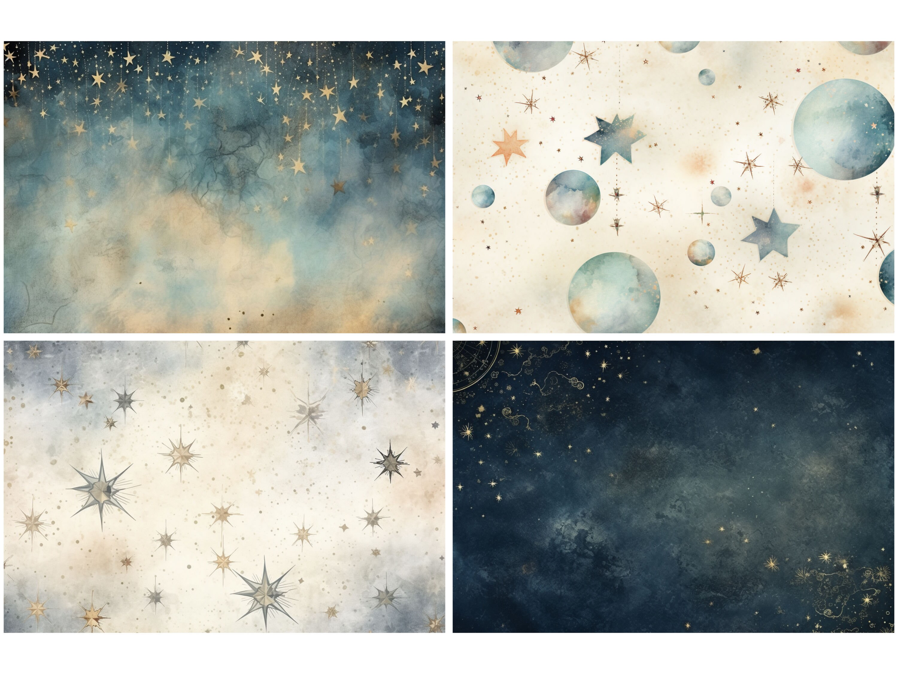 Celestial Scrapbook Paper Junk Journal Moon Digital Paper Ephemera ...
