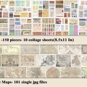 Ephemera For Junk Journals, Vintage Ephemera Pack, Ephemera Bundle, Old Papers, Postcards, Letters, Cabinet Cards, Old Maps, Scrapbook Kit image 10