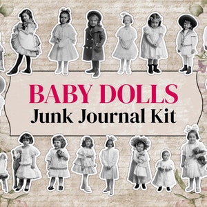 Baby Doll Junk Journal Kit | Paper Dolls Printable Sheets | Cute Junk Journal Supplies | Paper Dolls Vintage Ephemera
