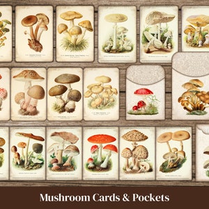Fall Junk Journal Cards, Mushroom Ephemera Pack, Mushroom Junk Journal Kit, Pockets , Printable Forest Junk Journal, Digital Ephemera Bundle