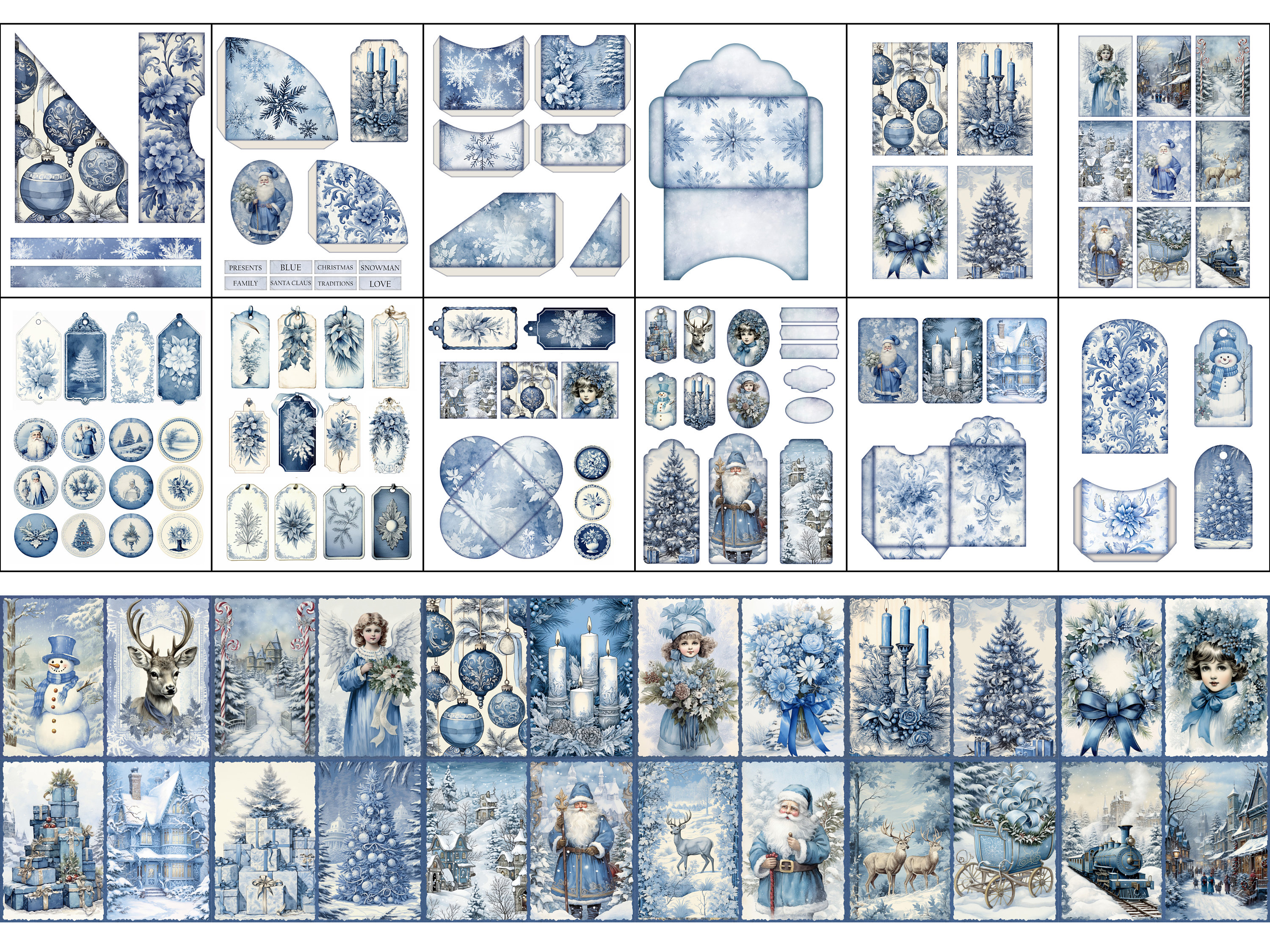 Winter Junk Journal Kit Blue Christmas Junk Journal Pages Purple Winter ...