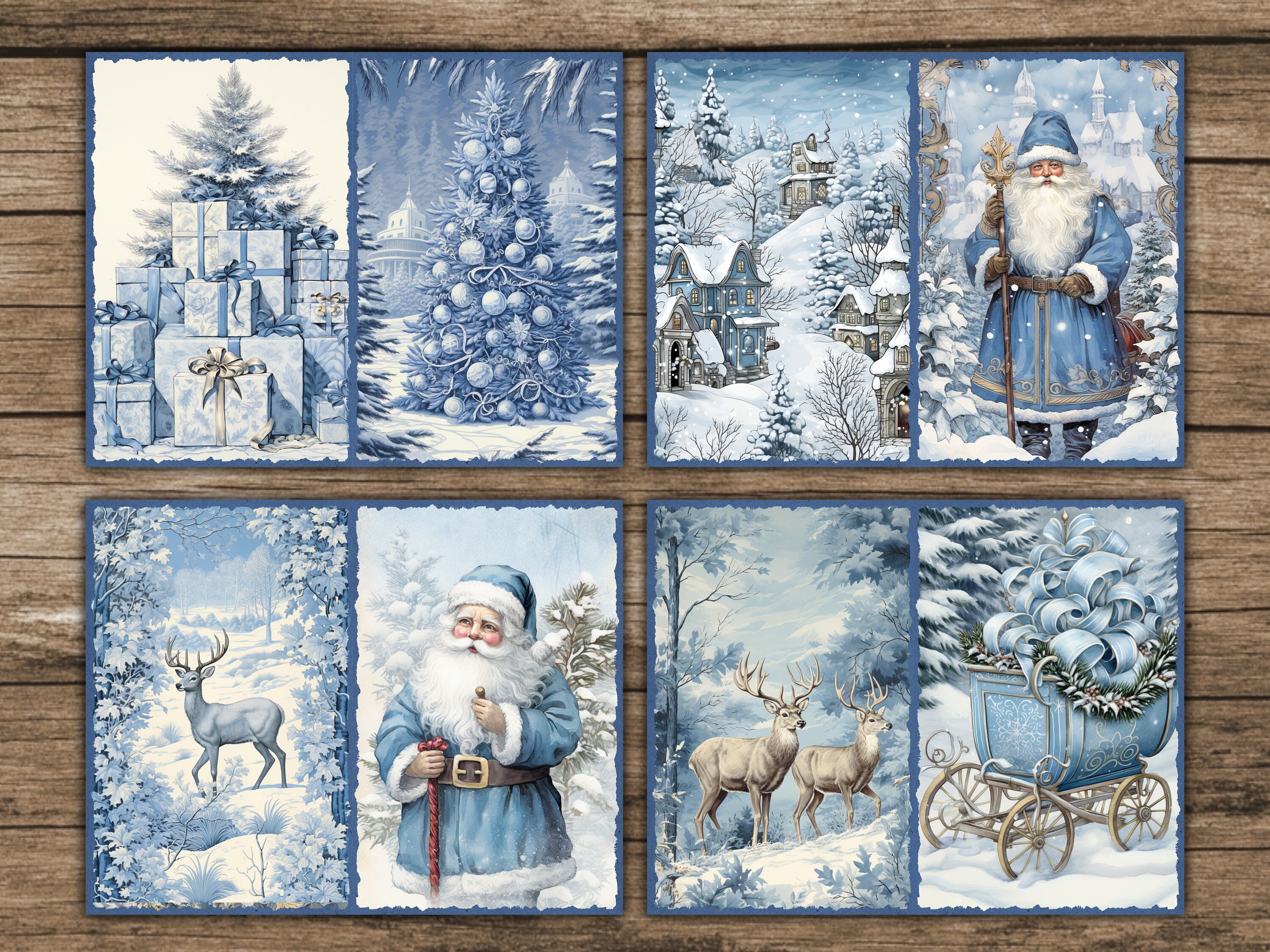 Christmas Junk Journal Kit Blue Winter Junk Journal Pages Blue ...