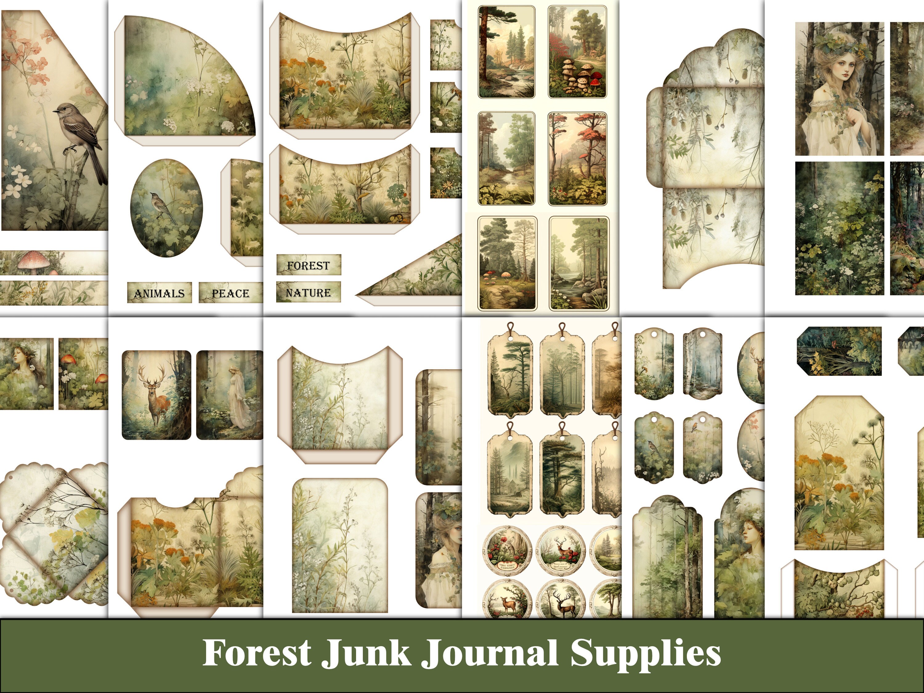 Forest Junk Journal Kit Woodland Fairy Forest Magic Junk Journal Pages ...