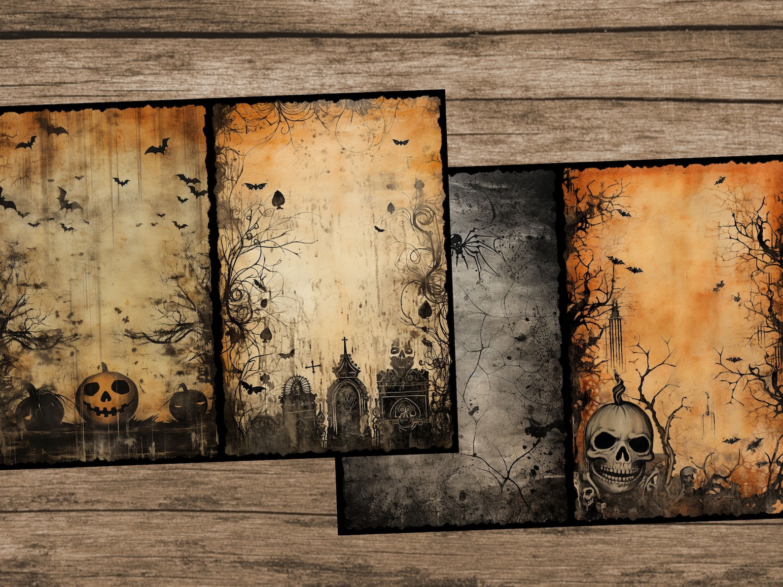 Halloween Junk Journal Pages, Halloween Digital Scrapbook Paper ...