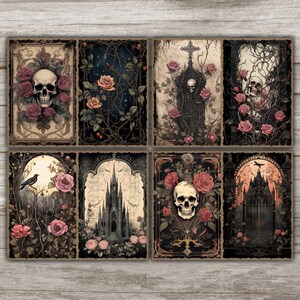 Dark Floral Gothic Junk Journal Kit Victorian Pink Roses Black ...