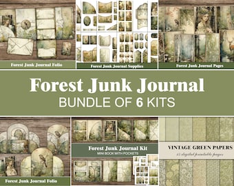 Forest Junk Journal Kit Woodland Fairy Forest Magic Junk Journal Pages Tags Botanical Ephemera Greenery Green Junk Journal Craft Supplies