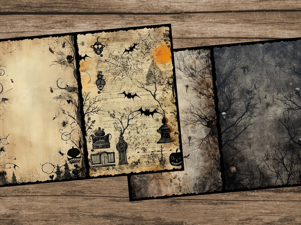Halloween Junk Journal Pages, Halloween Digital Scrapbook Paper ...