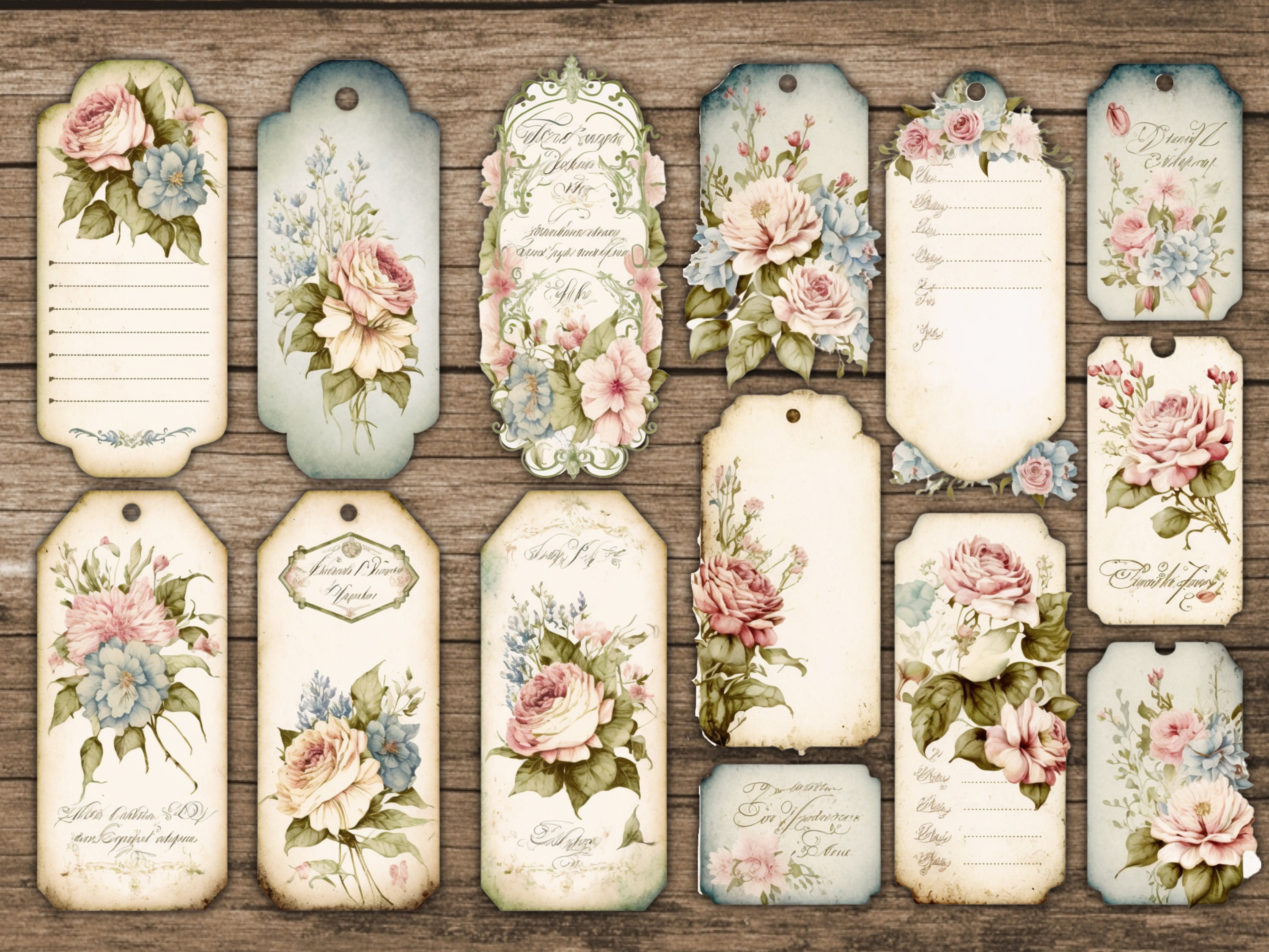 Shabby Chic Junk Journal Kit Floral Junk Journal Tags - Etsy