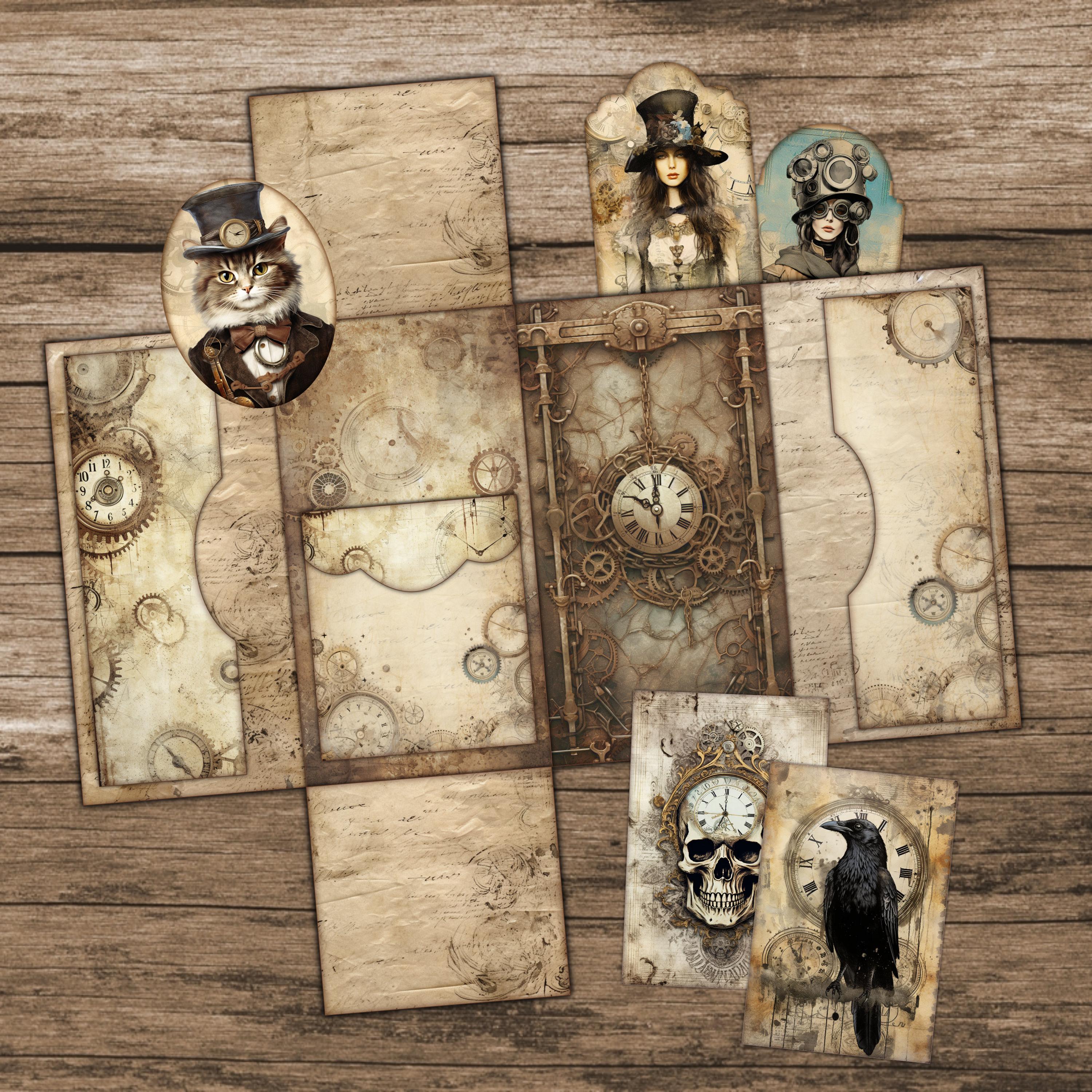 Steampunk Folio Kit Steampunk Junk Journal Grungy Printable Ephemera ...