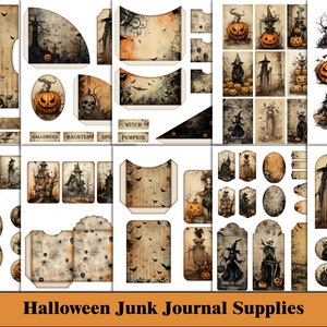 Fournitures de journal indésirable d’Halloween, étiquettes de journal indésirable, étiquettes, cartes, onglets, kit numérique imprimable d’Halloween, pack éphémère d’Halloween effrayant