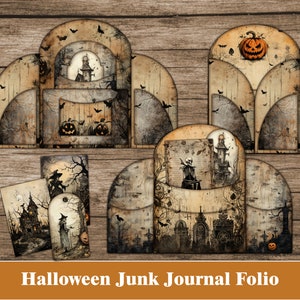 Kit Folio per diario spazzatura di Halloween Forniture per diario spazzatura effimeri di Halloween Kit digitale stampabile per Halloween Album spettrale Arancione scuro