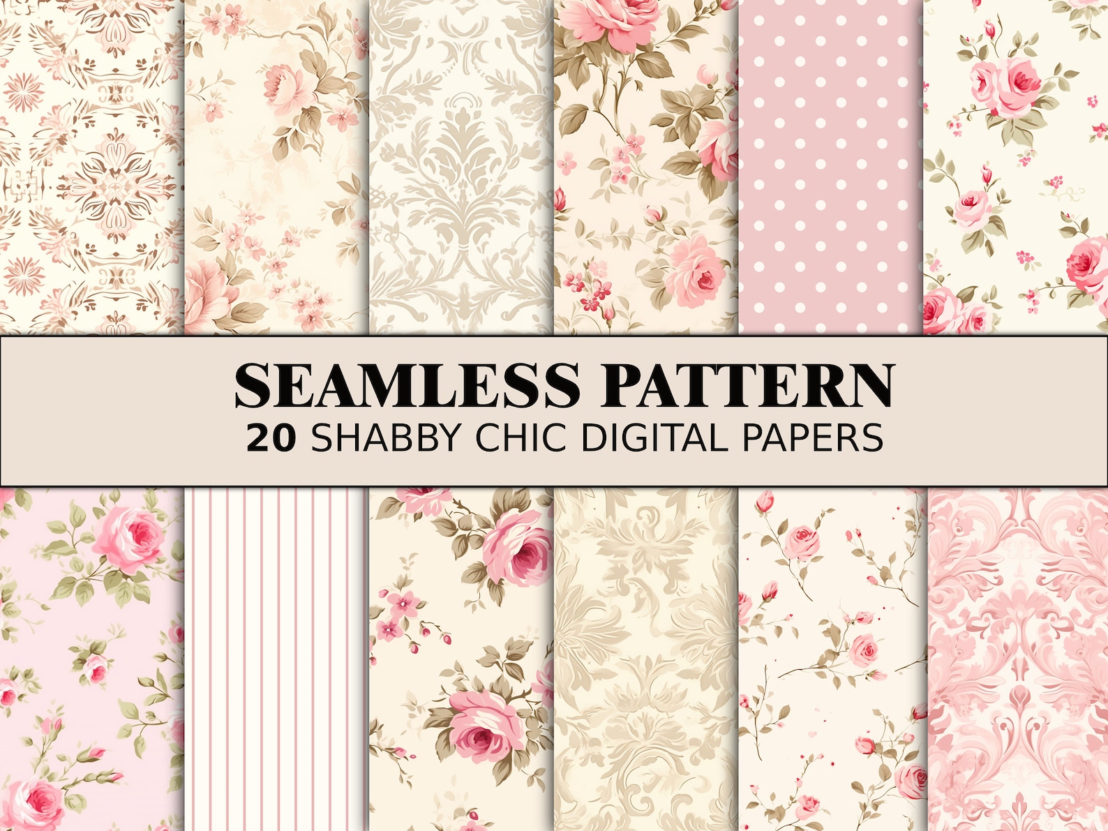 Seamless Floral Pattern Rose Scrapbook Paper Cute Shabby Chic Junk ...