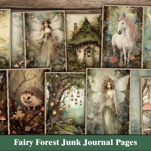 Fairy Forest Junk Journal Pages, Magic Woodland Junk Journal Kit, Fantasy, Magical, Botanical Forest Ephemera, Fairy Forest Scrapbook Paper