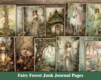 Fairy Forest Junk Journal Pages, Magic Woodland Junk Journal Kit, Fantasy, Magique, Botanique Forêt Éphémères, Fairy Forest Scrapbook Paper