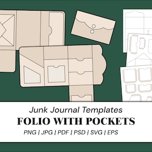 Junk Journal Folio Templates Pockets Template Envelope Template Tags Template Labels Cards Tabs Craft Supplies | png, svg, pdf, psd, eps