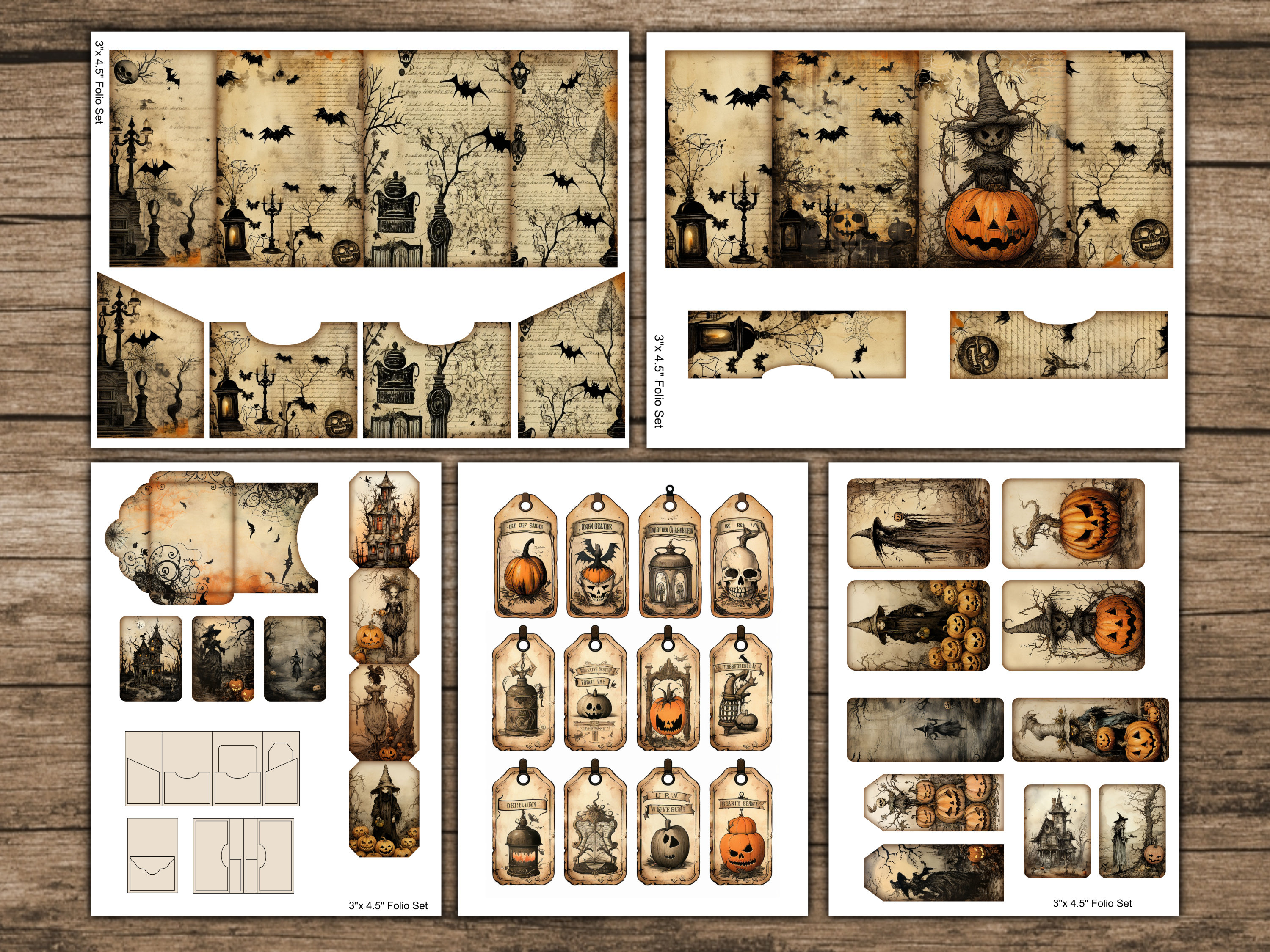 Halloween Junk Journal Folio Kit, Junk Journal Tab, Halloween Printable ...