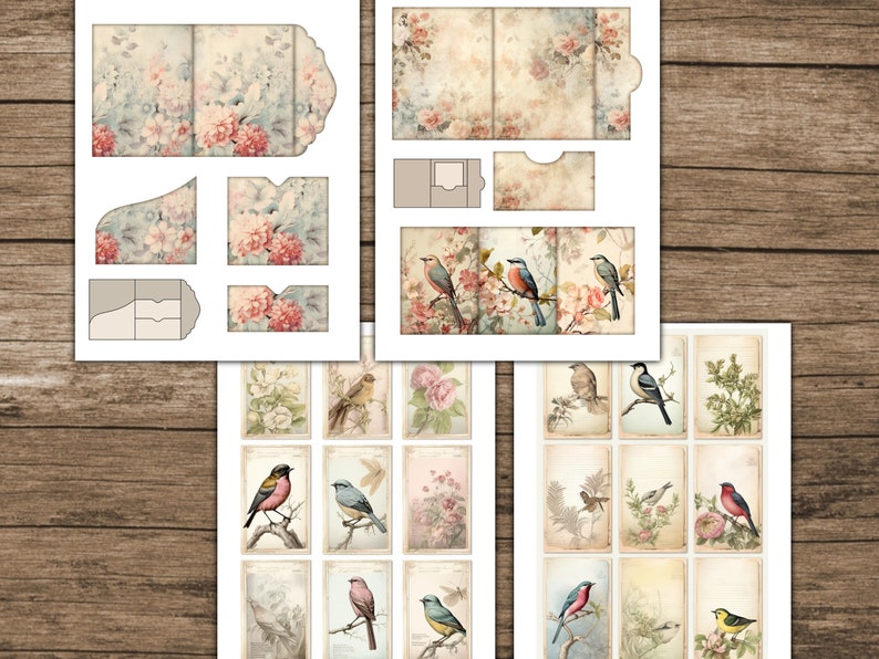 Bird Junk Journal Kit Floral Junk Journal Rose Nature Printable ...