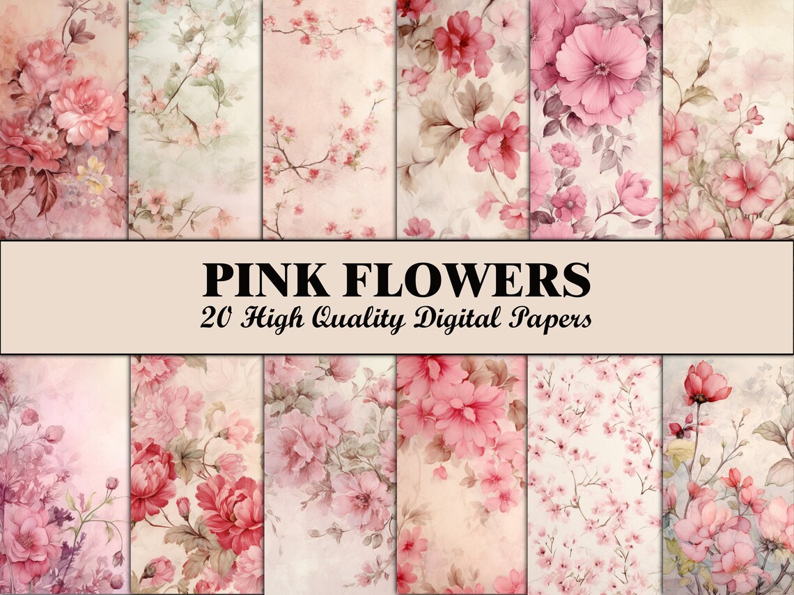 Pink Junk Journal Kit Printable Pink Ephemera Floral Rose Junk Journal ...