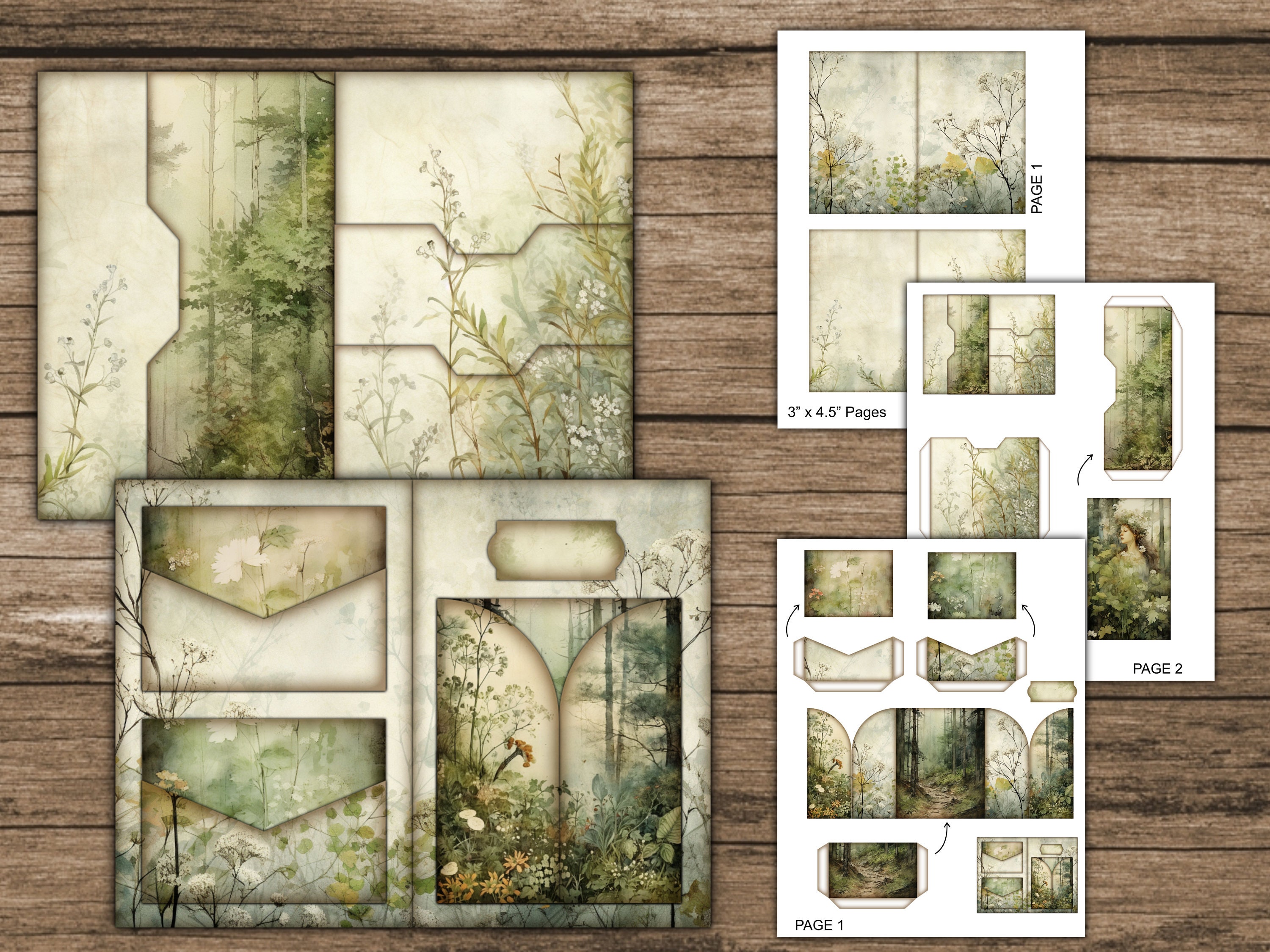 Forest Junk Journal Kit Woodland Mini Junk Journal Pages Tags Labels ...