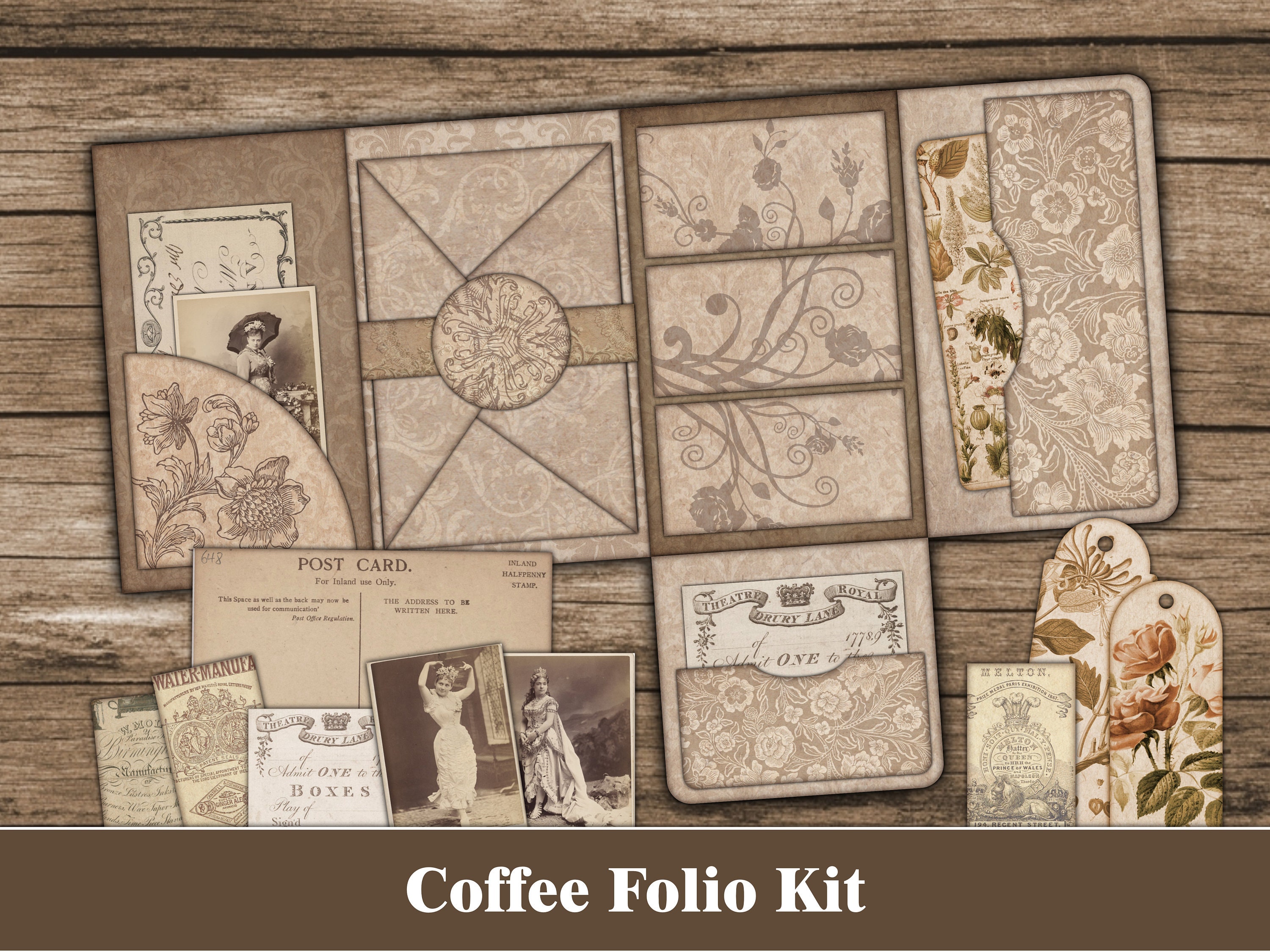 Coffee Junk Journal Folio Kit Neutral Junk Journal Insert Printable ...