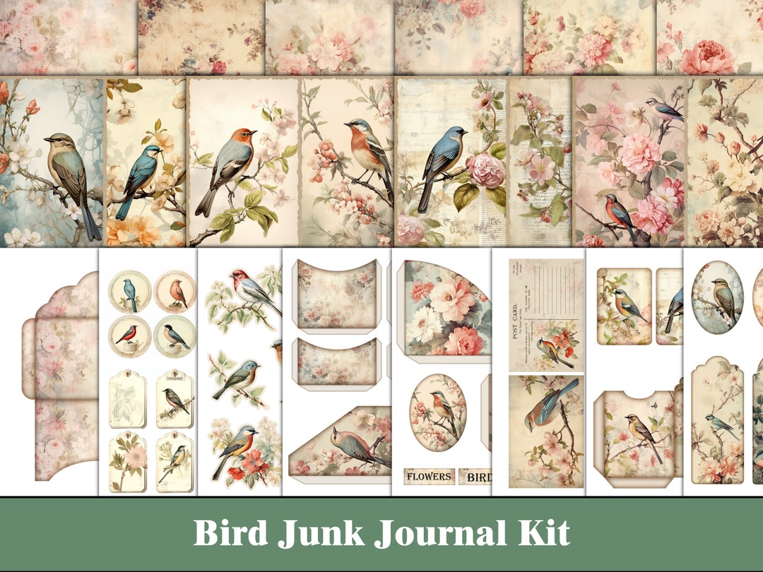 Bird Junk Journal Kit Floral Junk Journal Rose Nature Printable ...