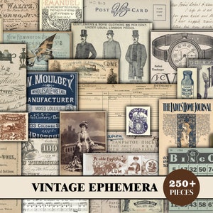 Ephemera For Junk Journals, Vintage Ephemera Pack, Ephemera Bundle, Old Papers, Postcards, Letters, Cabinet Cards, Old Maps, Scrapbook Kit image 2