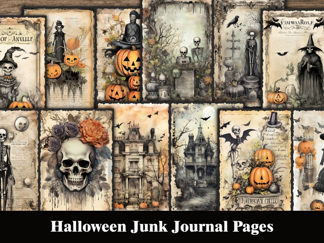 Halloween Junk Journal Pages Halloween Digital Scrapbook Paper ...
