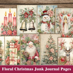 Christmas Junk Journal Pages Winter Floral Junk Journal Kit Christmas Ephemera Craft Supplies Digital Scrapbook Paper Christmas Printables
