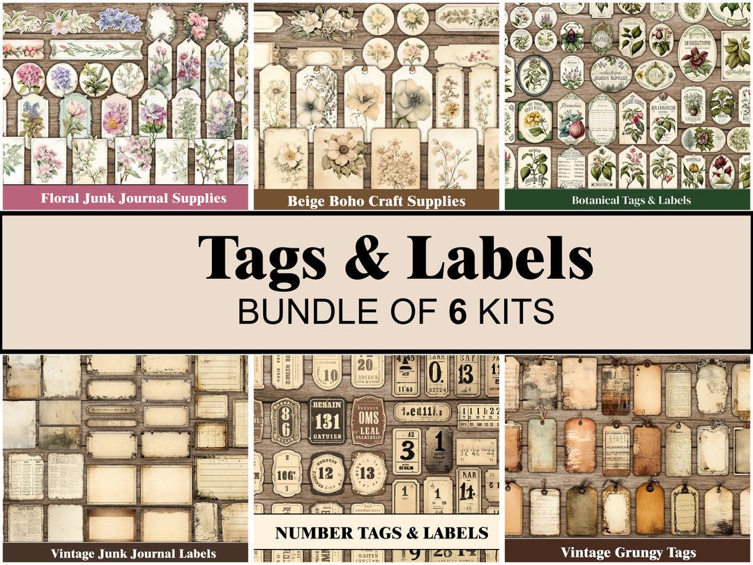 Junk Journal Tags & Labels Number Tags Printable Scrapbooking Digital ...