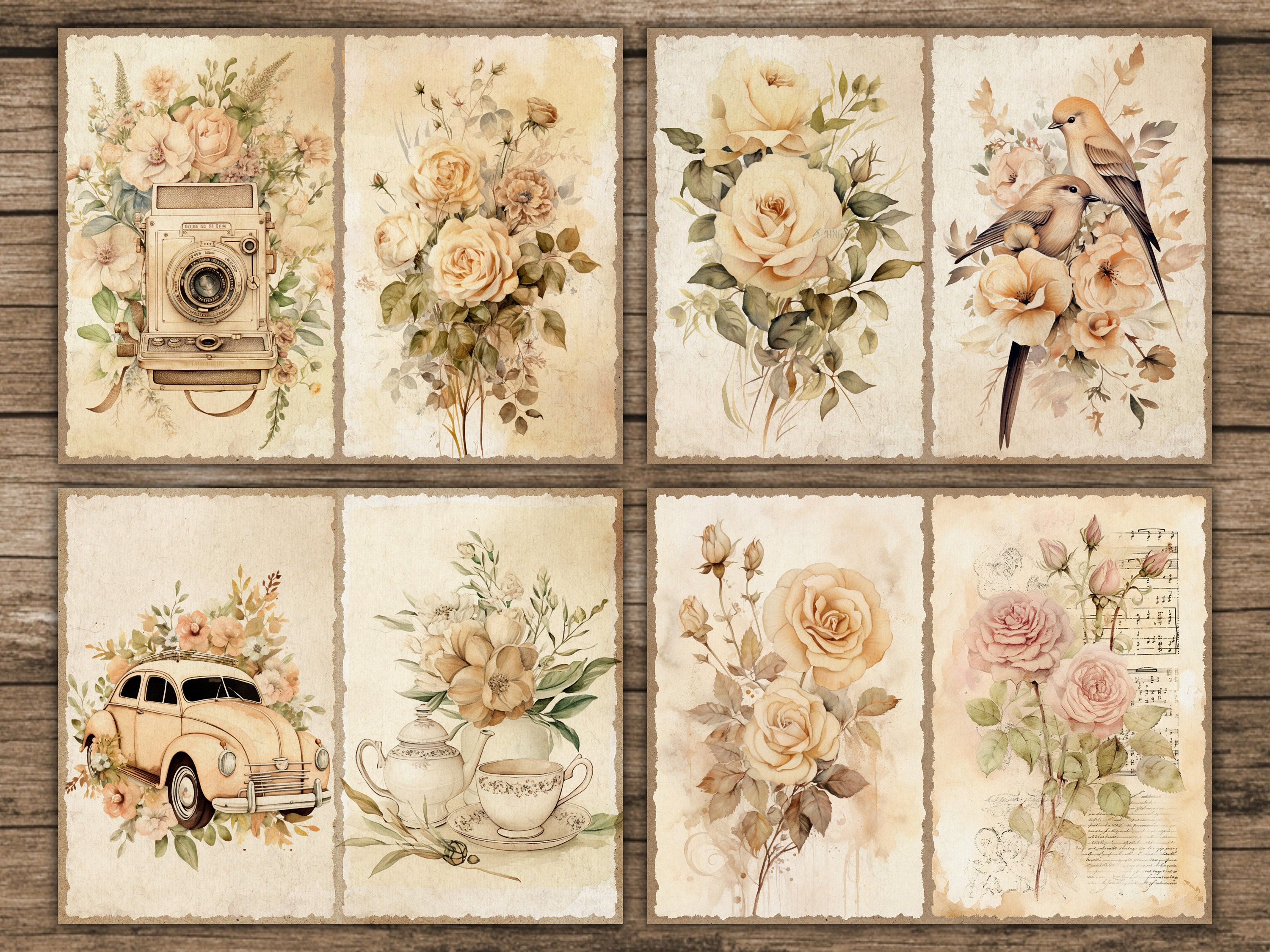 Boho Junk Journal Kit Floral Neutral Junk Journal Rose Nature Printable ...