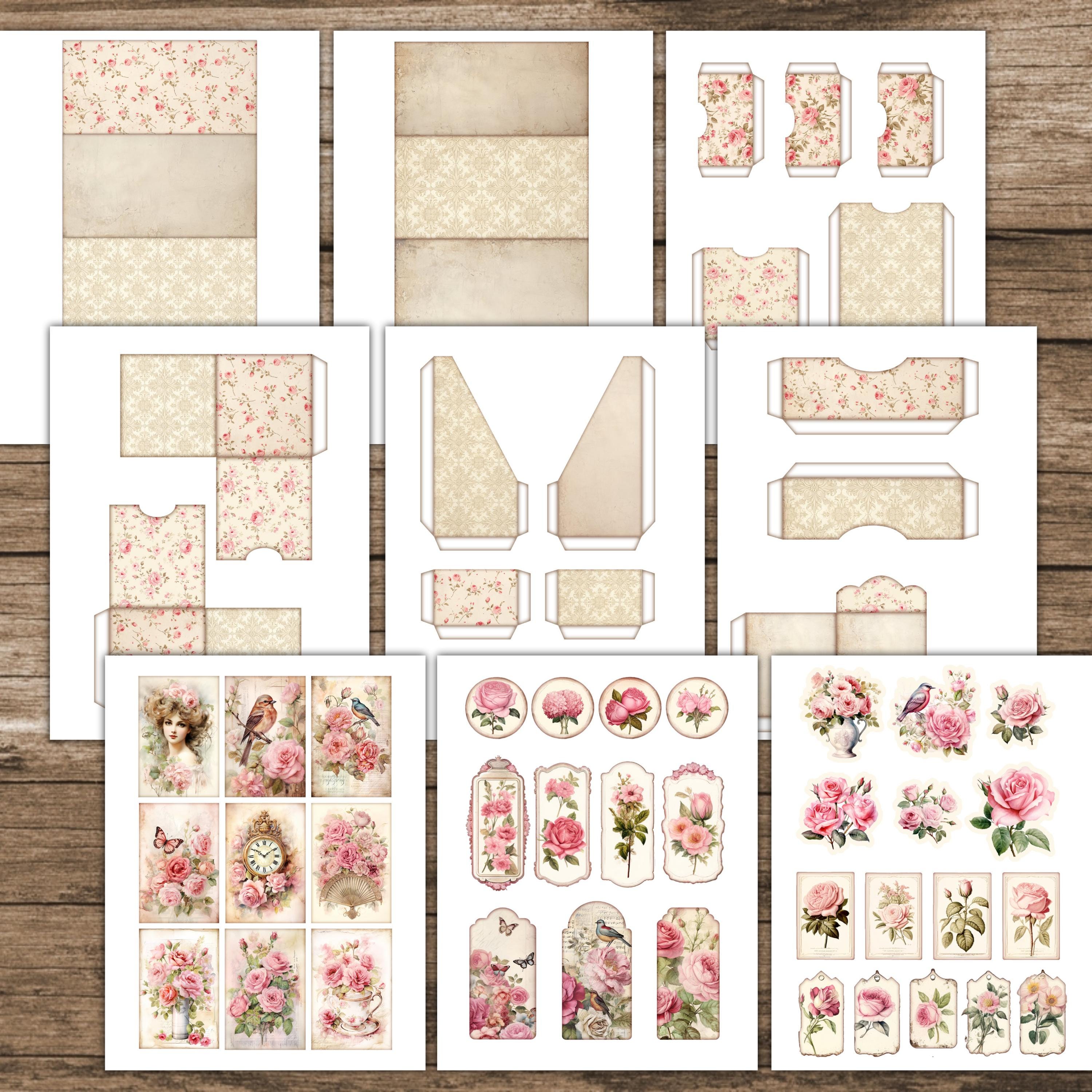 Rose Shabby Chic Folio Kit Floral Cute Junk Journal Kit Pink Folio ...