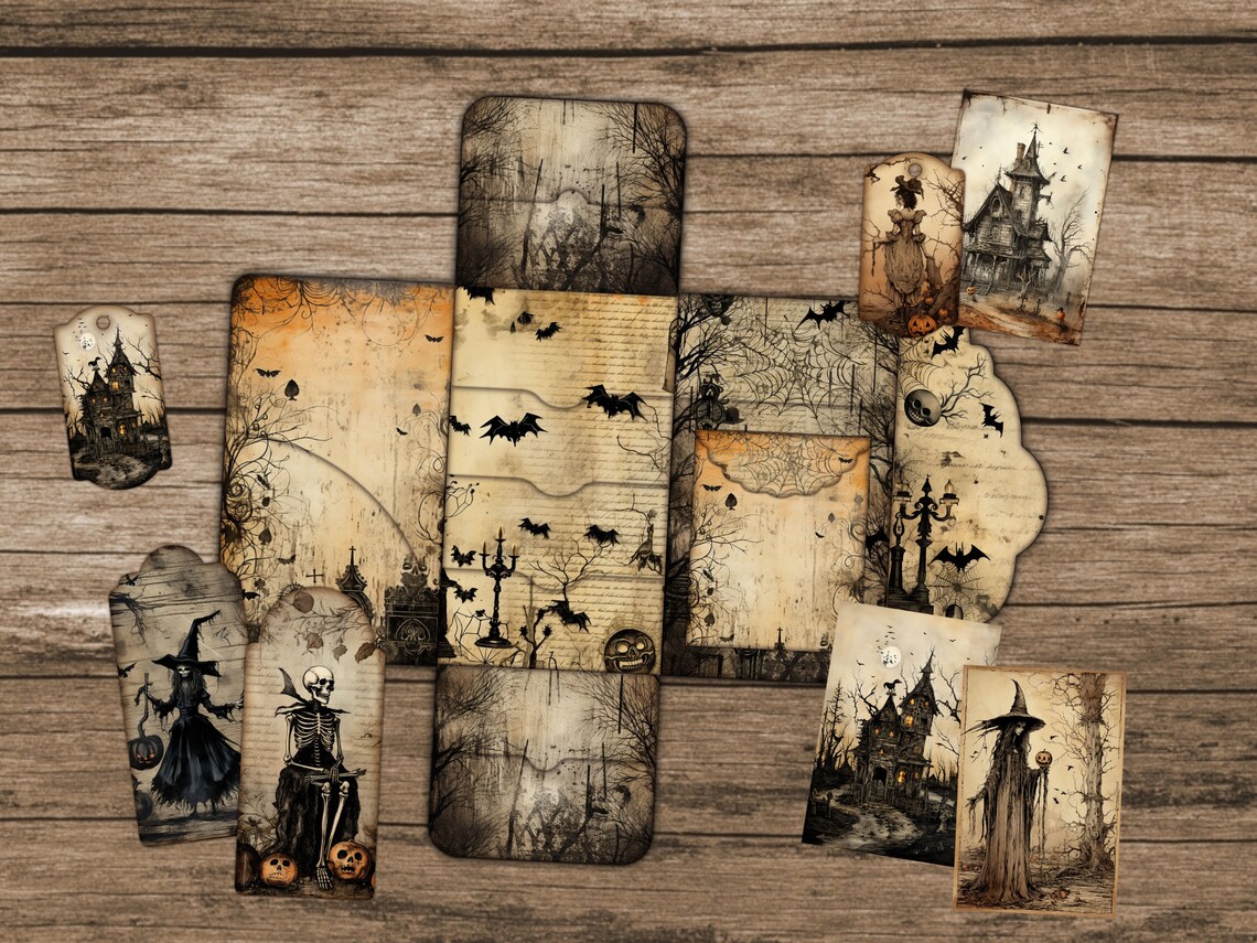 Halloween Junk Journal Folio Kit Halloween Ephemera Junk Journal ...